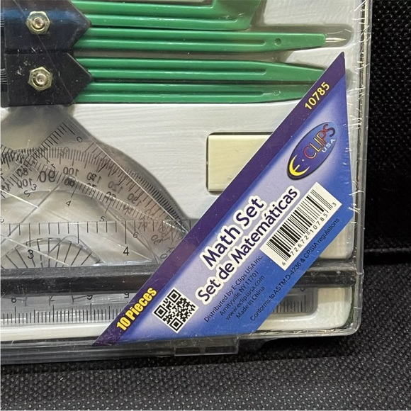 Compass Protractor Triangle Ruler Set Math Drafting Drawing Geometry Green - Picture 3 of 3